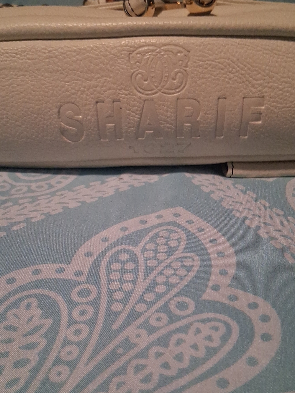 Sharif Cream Leather Crossbody Handbag with Embossed Logo - Picture 8 of 8
